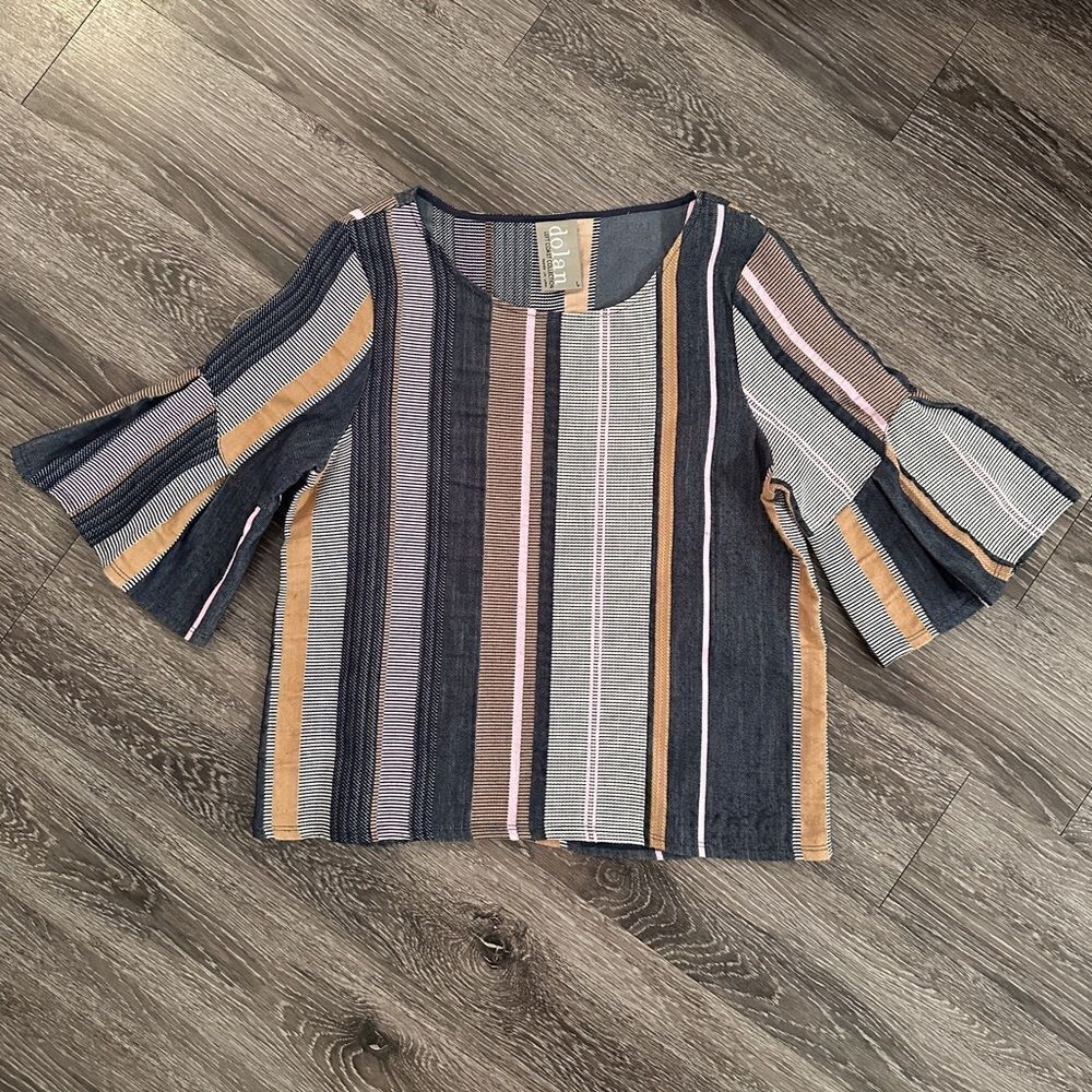 Dolan Left Coast Striped Jacquard Bell Sleeve Top